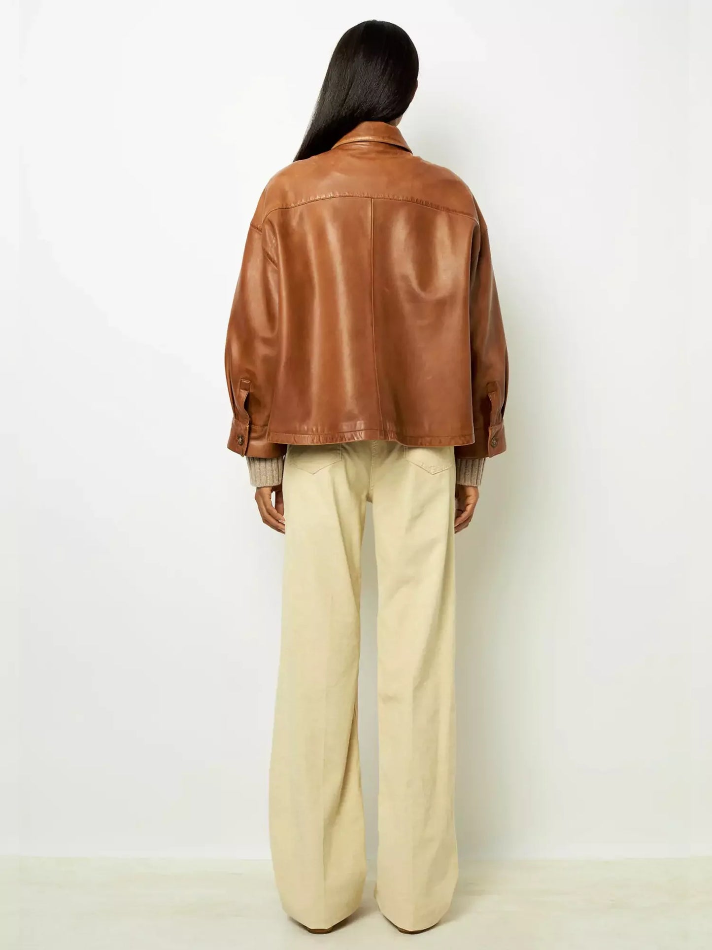 Minimalist Boxy Leather Short Jacket