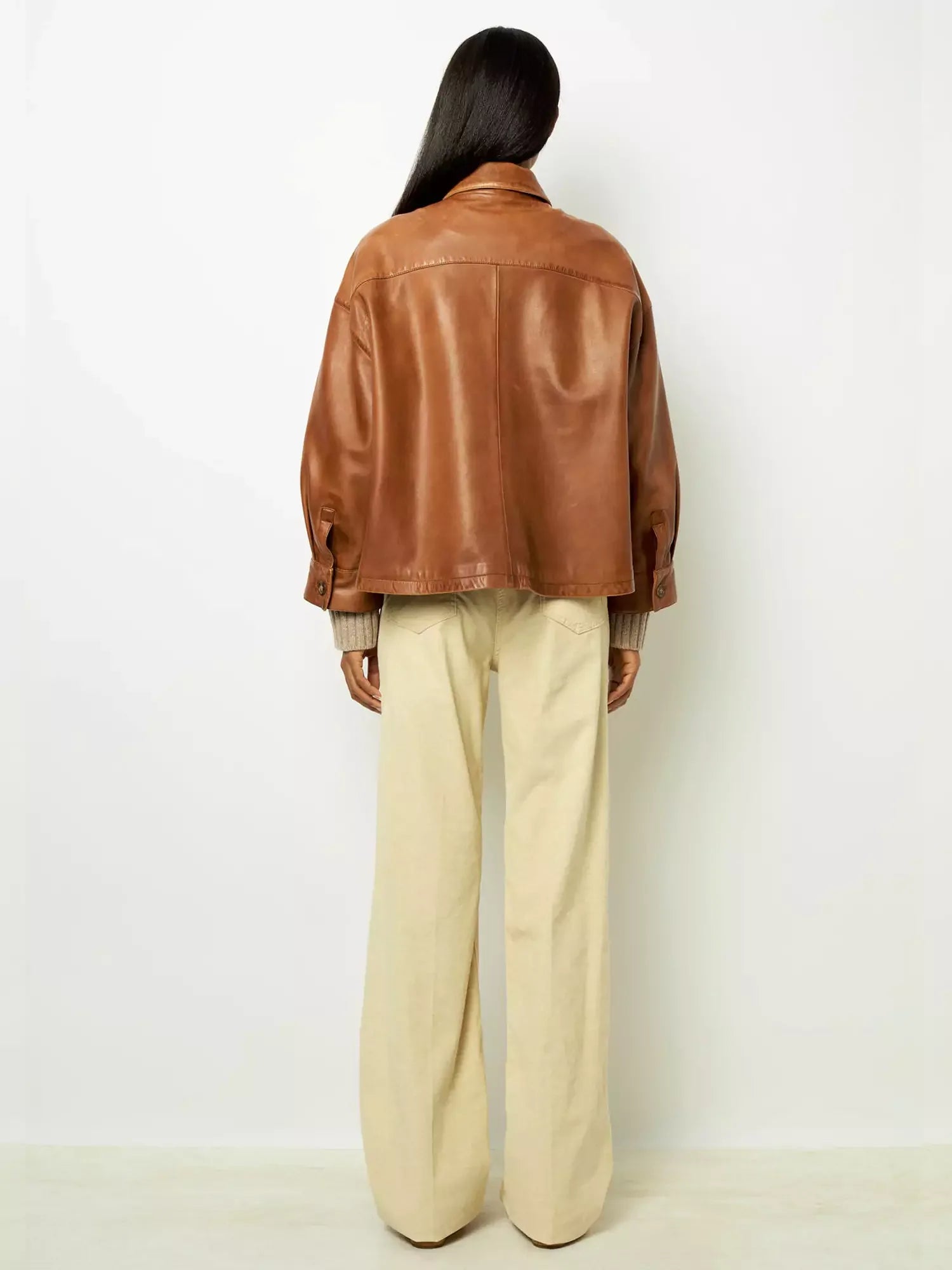 Minimalist Boxy Leather Short Jacket