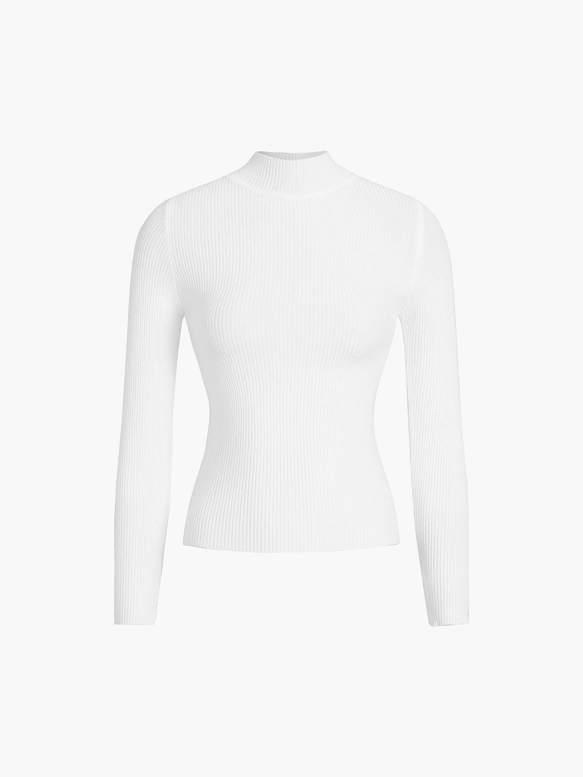 Mock Neck Rib Long Sleeve Knit Top