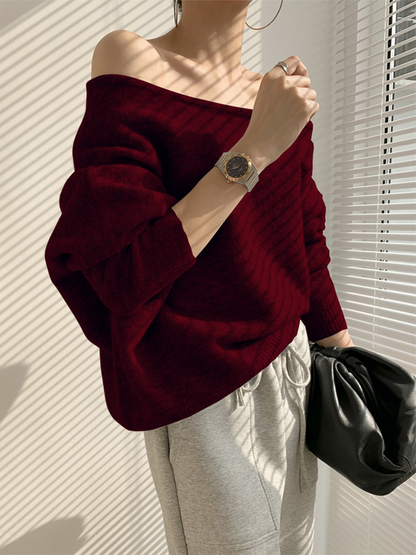 One Shoulder Asymmetric Sweater