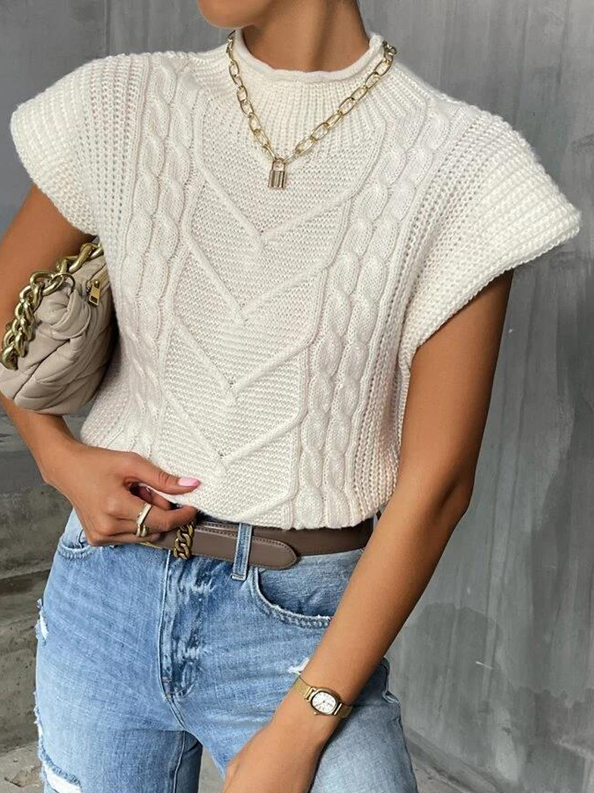 Plain Cap Sleeve Sweater Vest