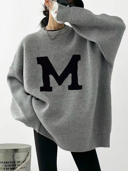 Letter Printed Loose Sweater