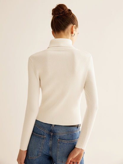 Ribbed Turtleneck Slim Sweater