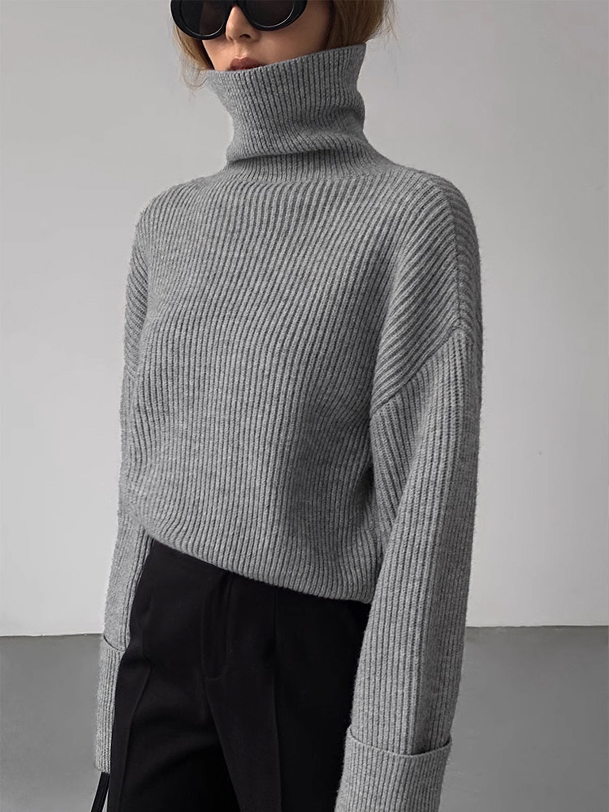 Turtleneck Ribbed Warm Sweater