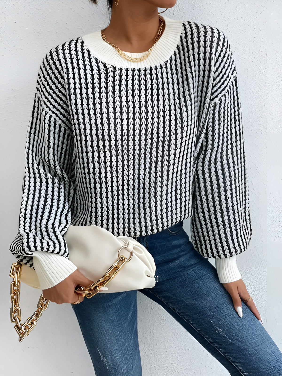 Color Block Striped Knit Top