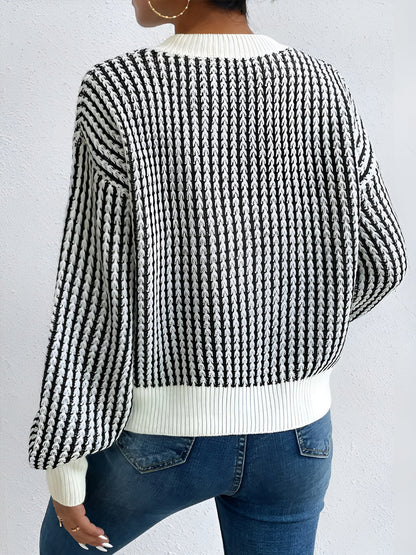 Color Block Striped Knit Top