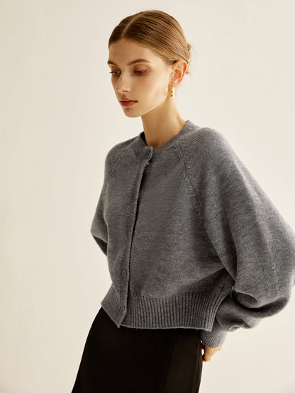 Round Neck Breasted Cardigan