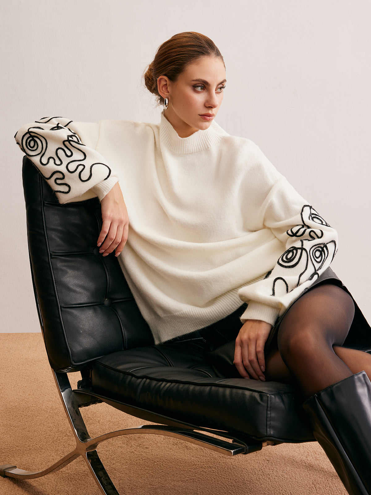 Contrast Curve Shift Sweater