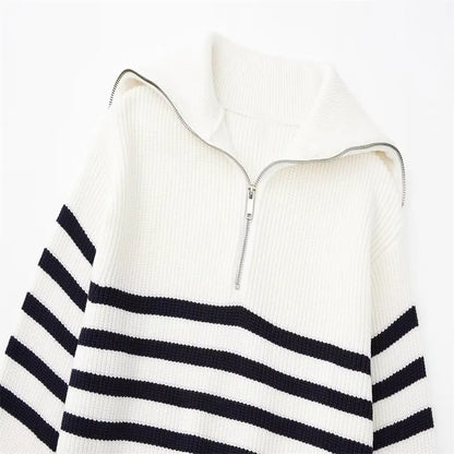 Striped Zip Up Sweater