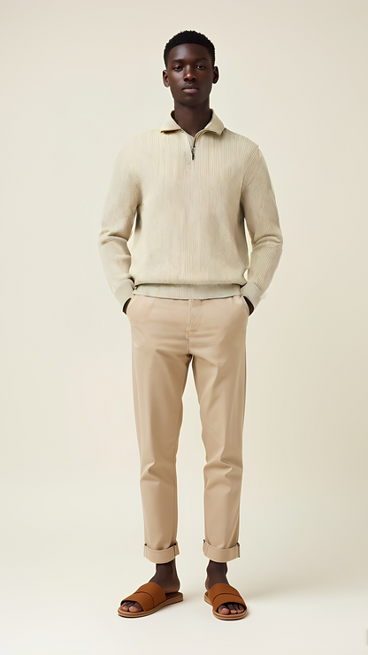 ATLAS | HALF ZIP CREAM - BILLIONAIRE