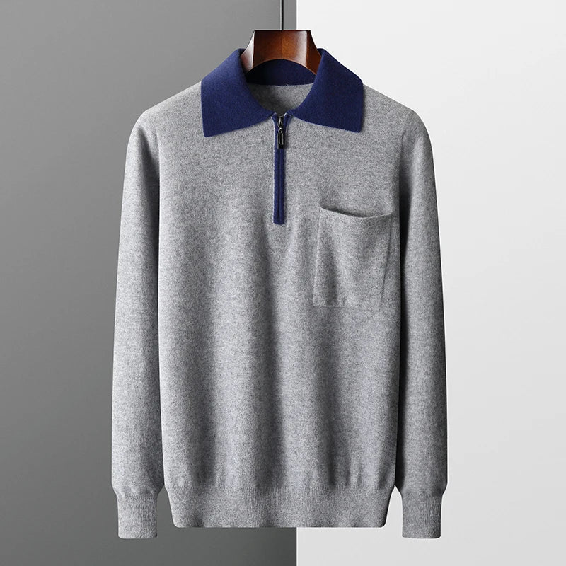 VELLUTO - CASHMERE POLO ZIP - BILLIONAIRE