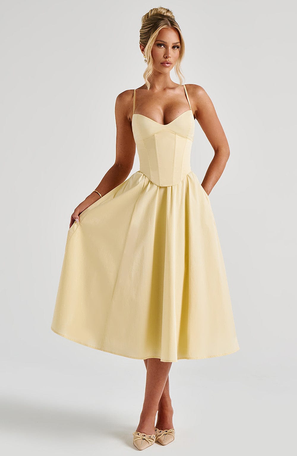 Mariella Midi Dress - Lemon