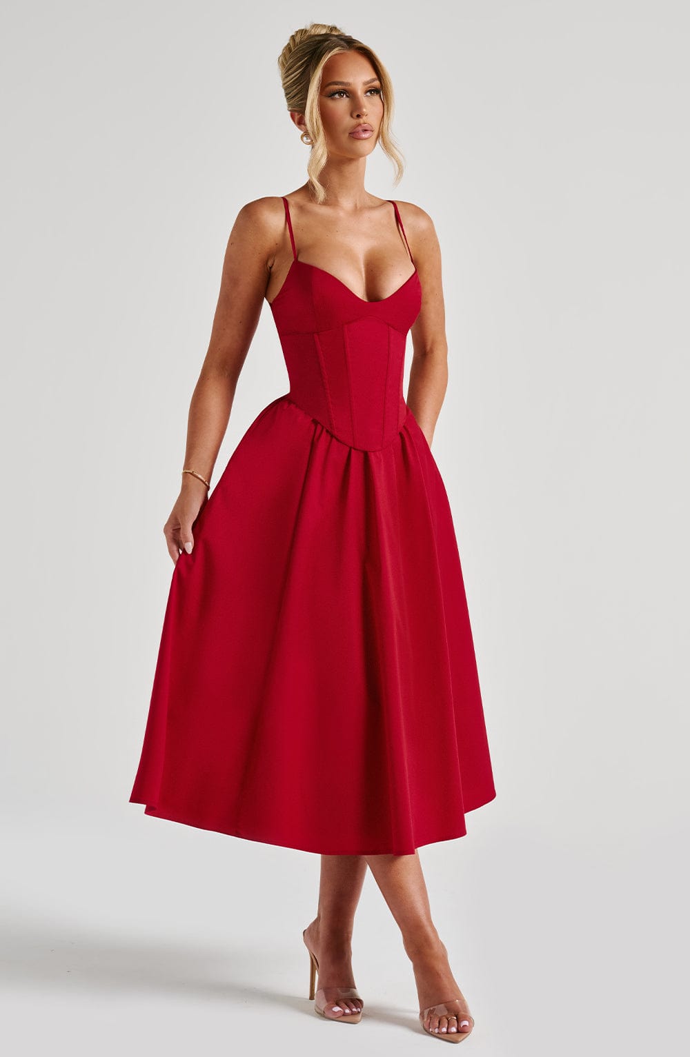 Mariella Midi Dress - Red