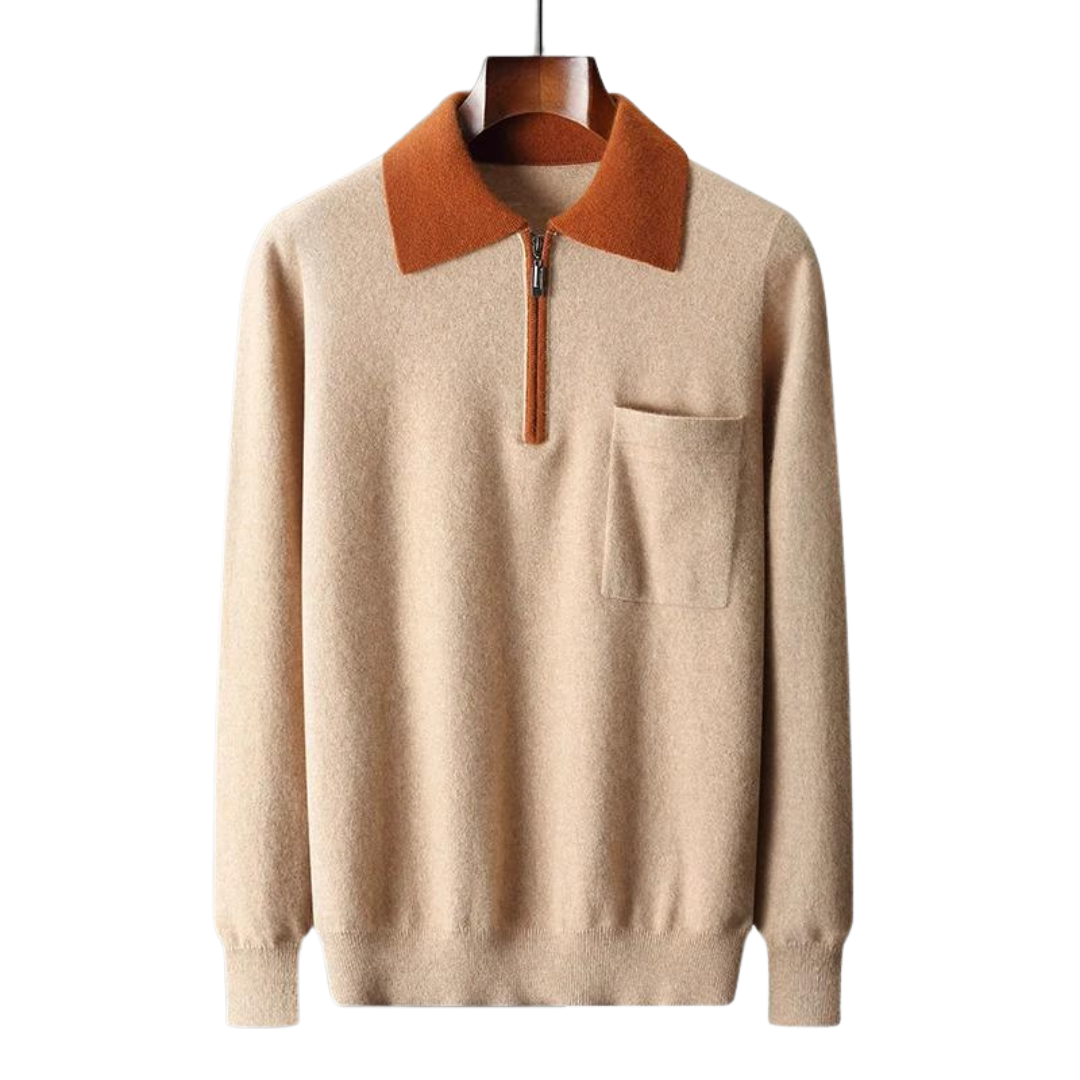 VELLUTO - CASHMERE POLO ZIP - BILLIONAIRE